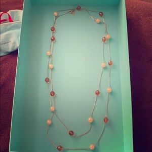 👗👗👗 Bronze/Amber Bead and Pearl Long Necklace 👗👗👗